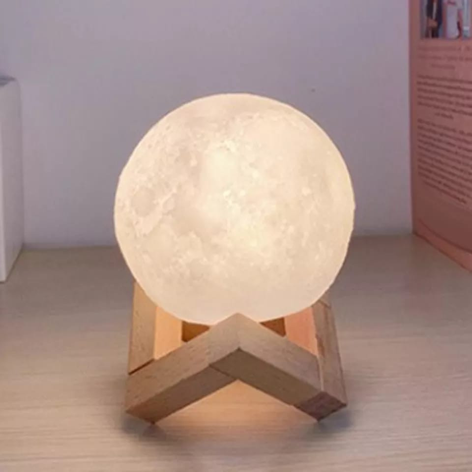 Miniatura 2 de Lampara luna 3d de 15 cm base madera